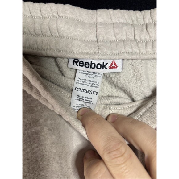 NWOT Reebok Joggers 3x Men’s Beige/white Logo Pockets Drawstring - Picture 9 of 11